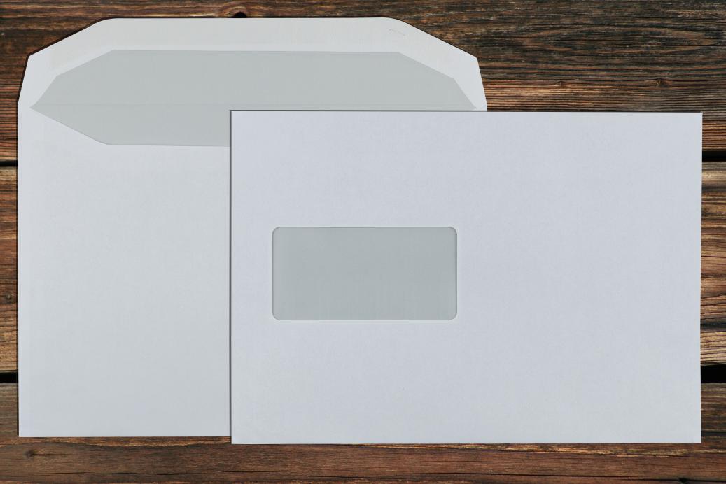 Kuvertierhüllen mit Fenster C5 162x229 mm Nassklebend Weiß 80 g/qm